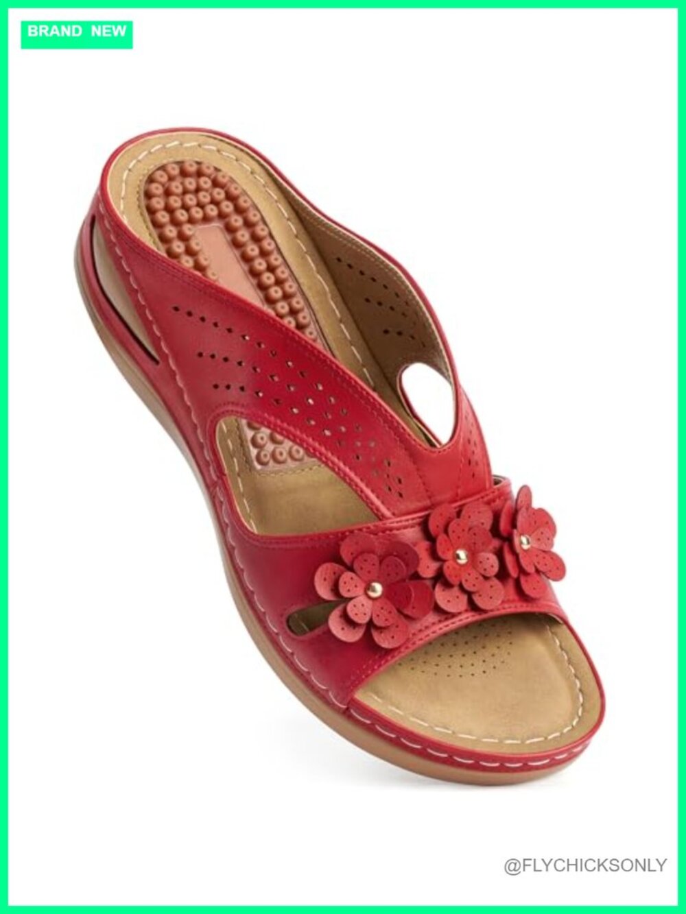 Womens Wedge Sandals Faux Leather Slip On Orthopedic Comfort Beach Shoes